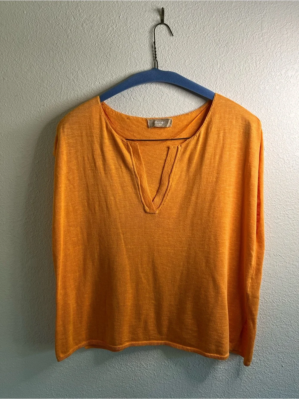 Free People Lightweight Orange V-Neck Sleeveless Knit Sweater